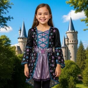 Girls Starry Witch Wizard Fairy Halloween Costume Dress Up Cosplay Size 7 8